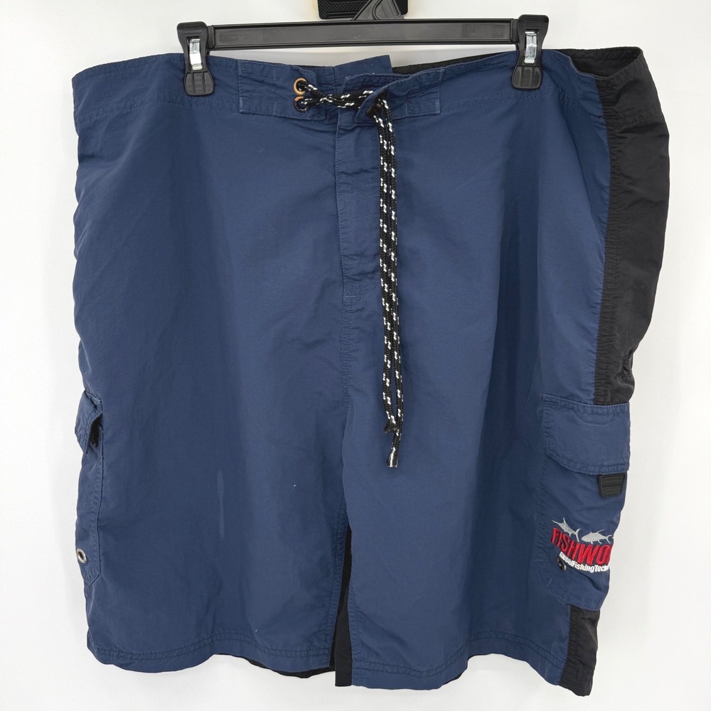 Fishworks Board‎ Shorts Men 40 Navy Blue Black Global Fishing Tech Cargo Utility